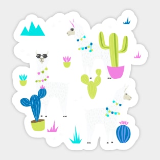 Summer Llama Pattern in Neon Sticker